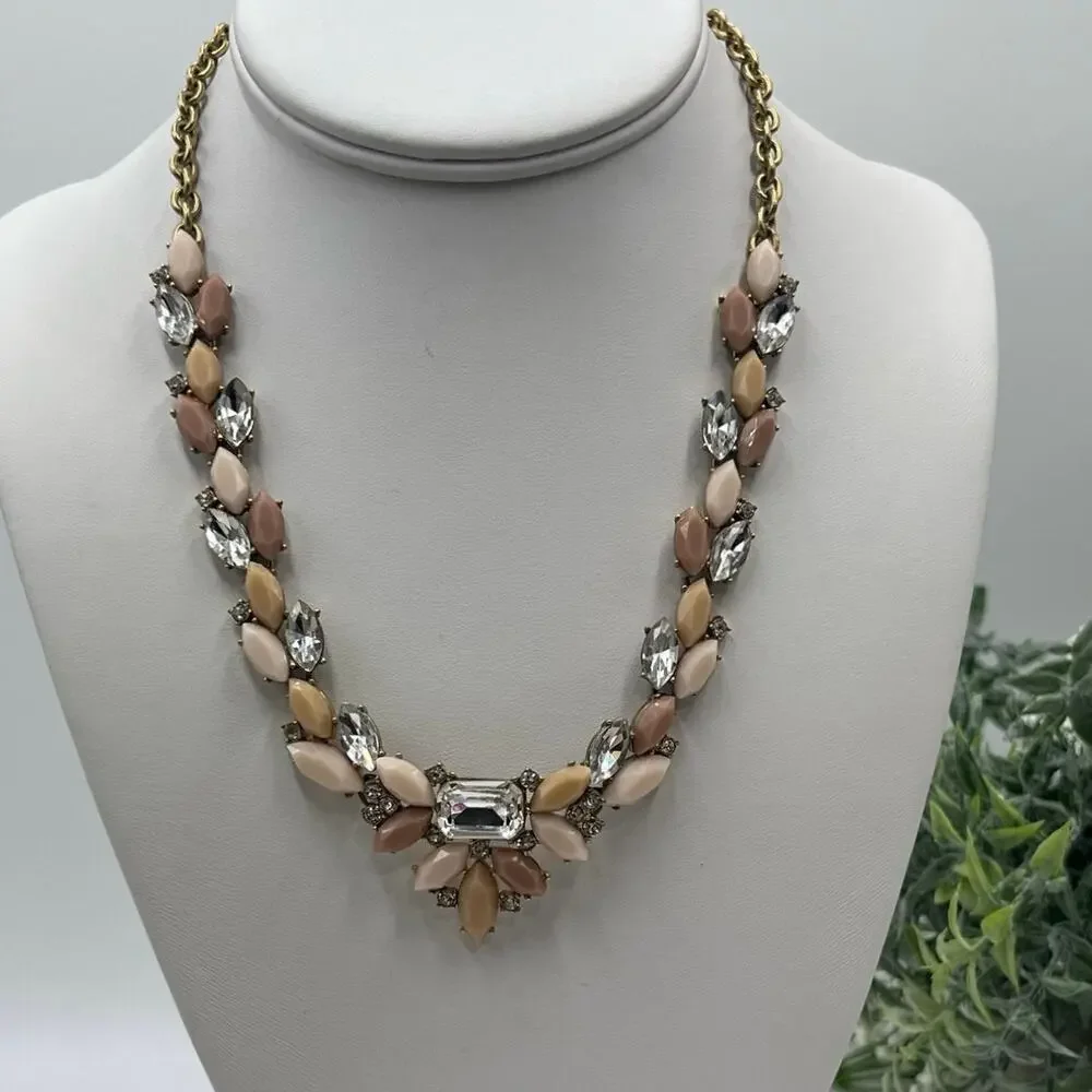 J.‎ Crew Pink, Beige, Blush Marquis Stones Crystals Pointed Vine Necklace